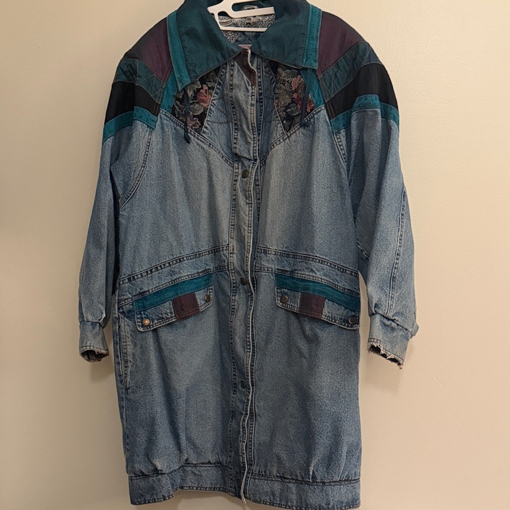 Women's Denim Jacket with Multicolor Accents